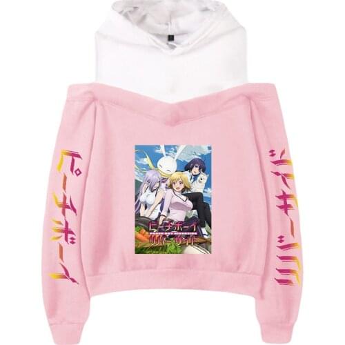 Kawaii Anime Peach Boy Riverside Hoodie Women Sweatshirts Sleeve Off-Shoulder Exclusive Autumn Hoodies Plus Size Girl Clothing