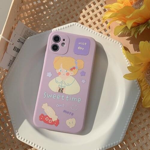 Retro Sweet Candy Girls Oil painting Phone Case for iPhone 12 11 Pro Max XR XS Max X 7 8 Plus 12 mini 7Plus case Cute Soft cover