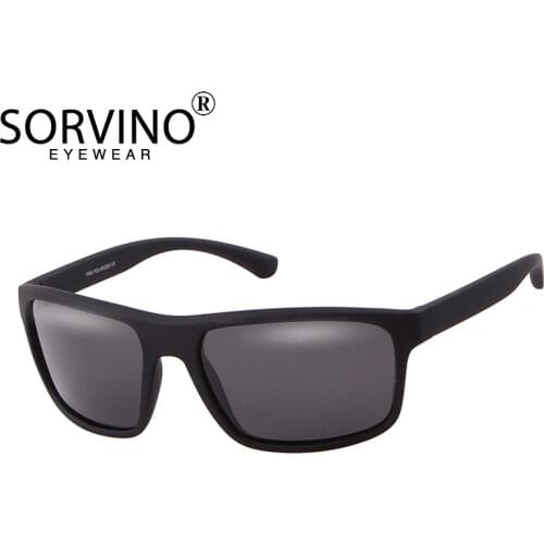 SORVINO Retro Big Black Square Sunglasses Polarized Men Brand 2019 Designer Sun Glasses Mens High Quality Flat Top Eyewear P386