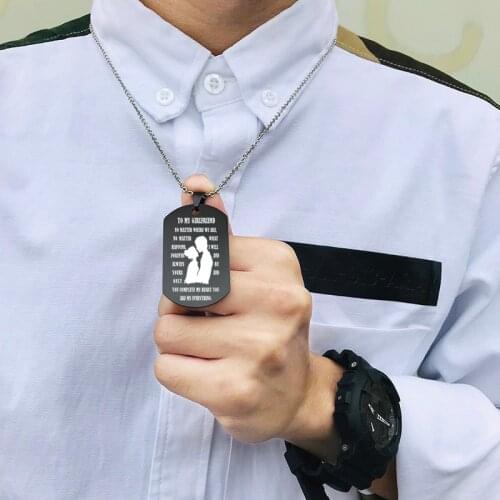 Mens Military Army Engraved Dog Tags Pendant Necklaces For Son Daughter Love Dad Mom Family Jewelry