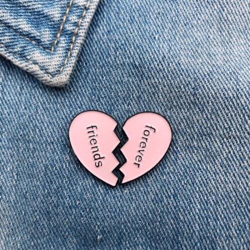 Cartoon Pink Love Broken Heart Set Enamel Brooch Alloy Badge Cowboy Clothes Bag Pin Accessories Gift For Friends