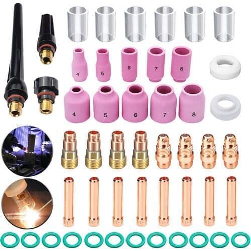 49pcs Argon Arc Welding Torch Kit Stubby Gas Lens+#10 Pyrex Glass Cup Practical Accessories Easy Use Home for WP TIG 17/18/26