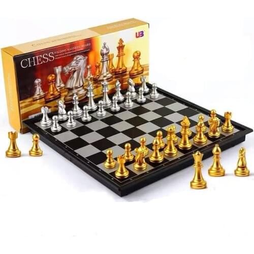 32 Gold Silver Chess Pieces Magnetic Board Game Chess Figure Sets Szachy Checker Medieval Chess Set With High Quality Chessboard