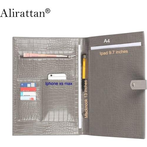 Alirattan New Customized Folders 2021 Fashion Business Ipad Holder File Embrossed Leather Laptop Case Macbook Sleeve Pouch Bag