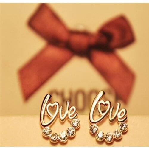 New style large-mode cute shiny LOVE earrings for girl costume jewelery wholesale for women
