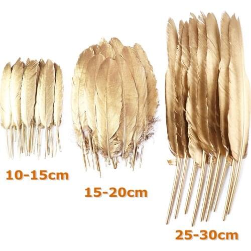 Wholesale Gold Silver Color Goose/Turkey Feathers 10-30cm DIY Wedding Decoration Accessories Plumes for Crafts