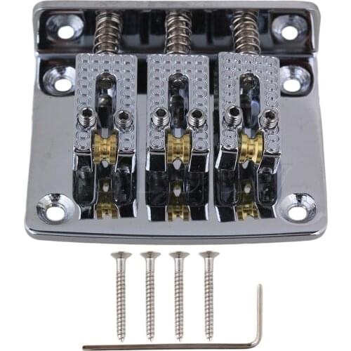 Yibuy Silver Chrome Plated Bridge Tailpiece for 3 String Cigar Box Guitar