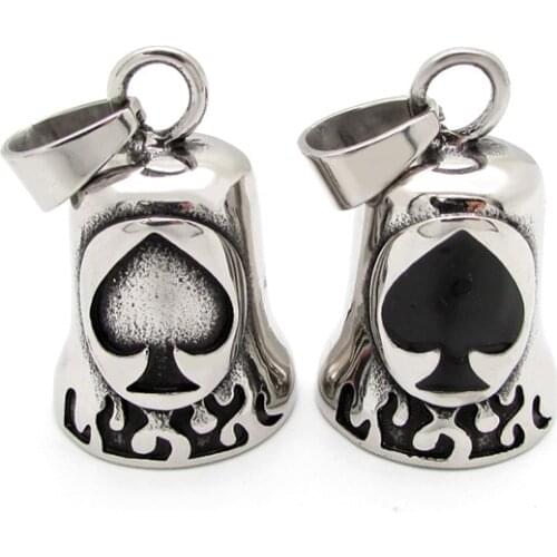 Biker Spades Bell Pendant Stainless Steel Pendant with Sound