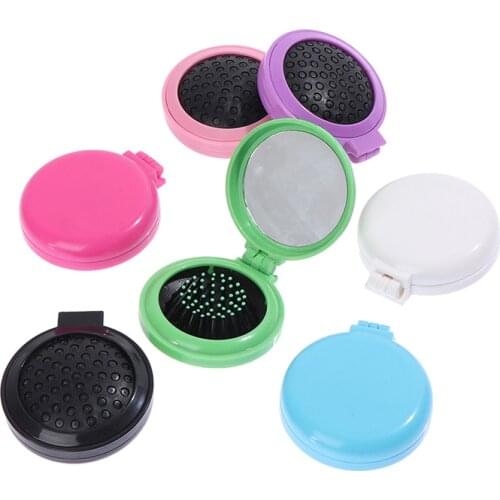 1PC Folding Air Bag Comb with Mirror Compact Pocket Portable Travel Hair Brush Cosmetic Mirror Head Massager Relax Styling Tools