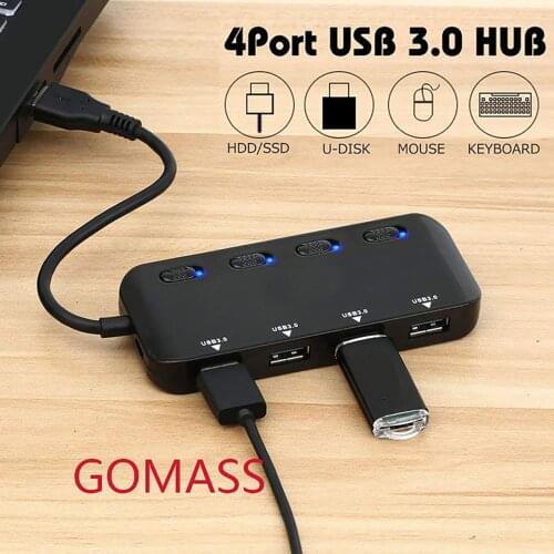 1 PC divider 4 Port Hub Aluminum Alloy Docking Station Independent Switch 3.0 Splitter Port Multi Splitter Computer Adapter