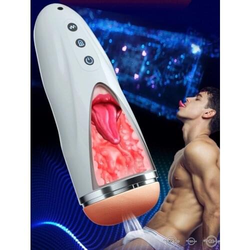 Realistic Tongue and Mouth Vagina Automatic Male Masturbator Cup Pocket Pussy Blowjob Stroker Vibrating Electric Oral Sex Toy