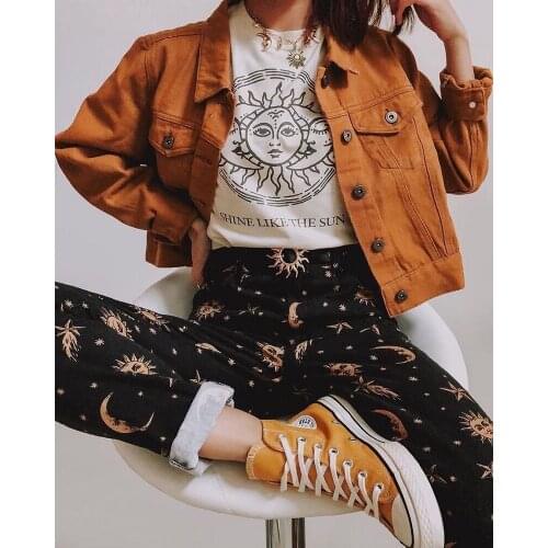 Shine Like the Sun T-shirt Grunge Quote Women Funny Graphic Fashion Vintage Aesthetic Hipster Unisex Tee Top Tshirts