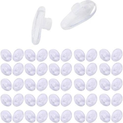 25 Pairs Of Silicone Eyeglass Nose Pads Push In Round 9Mm & 5 Pairs Soft Elliptical Silicon Nose Pad For Glasses (Transparent)