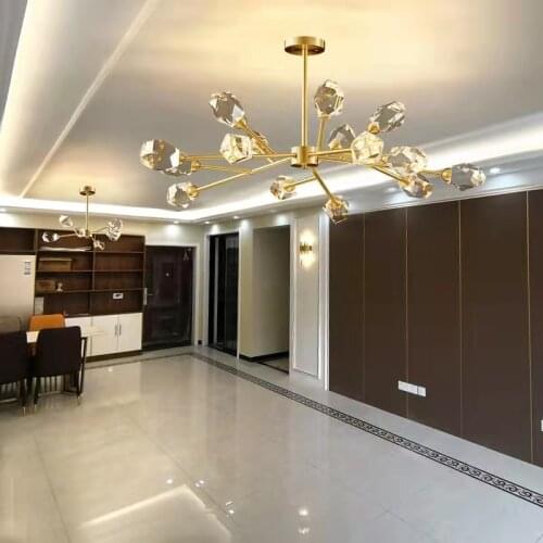 Nordic Diamond crystal led Branch chandeliers in the living room bedroom Hanging light fixture kitchen rectangular chandelier