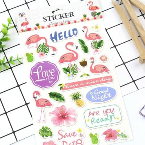 Nordic Tropical Plant Flamingo Decorative Stationery Stickers Scrapbooking DIY Diary Album Stick Lable