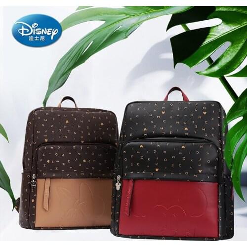 Disney PU Leather Large Capacity Insulation Bags Cartoon Pattern Kid Fashion USB Multifunctional Diaper Bag Travel Backpack