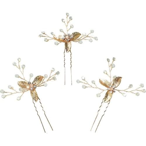 3pcs Bride Wedding Rhinestones Hair Pins Flower Bridal Hair Pieces Wedding Hair Accessories for Women Handmade VL