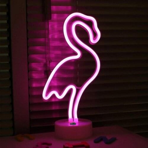 Led Table Lamps Modern Bedside Lamp Cactus Flamingo Heart Shape LED Night Neon Light Lamp Xmas Party Wedding Decor Night Light