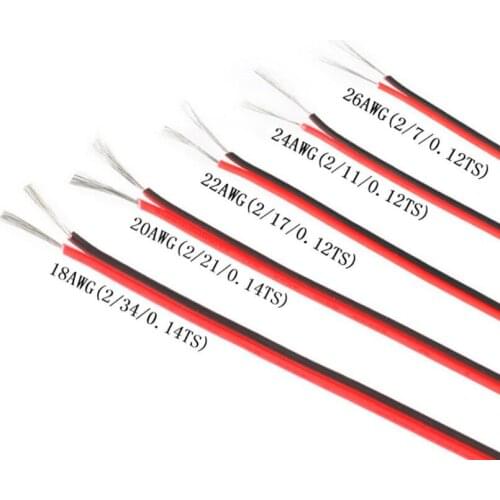 10Meters 18/20/22/24/26 Gauge AWG Electrical Wire Tinned Copper Insulated PVC Extension LED Strip Cable Red Black Wire Resistor