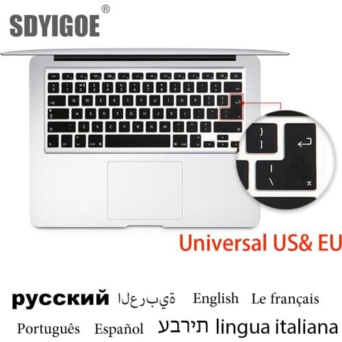Universal US EU Silicon multiple languages Keyboard Cover For MacBook pro13.3 Air 13 15 Retina inch Russian protective film
