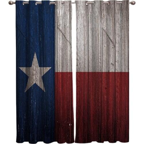 Texas Flag Vintage Wood Window Treatments Curtains Valance Window Curtains Living Room Curtain Fabric Kids Room Curtain