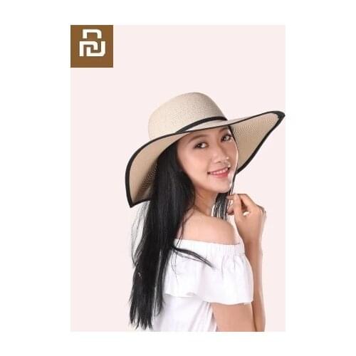Youpin New women Big visor hat Outdoor seaside Sun straw hat Foldable beach hat Sun protection riding cap
