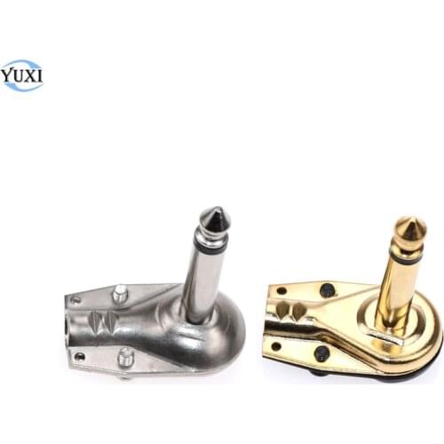 YuXi 90 Degree Right Angle 6.35 mm Mono 2 Pole Jack Plug 6.35mm Guitar Phono Pancake 1/4 Inch Connector
