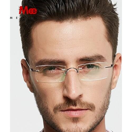 Meeshow Titanium Eye Glasses Frame Women Men Rimless Glasses Ultralight Optical Frame Myopia Prescription Eyeglass Eyewear 2020