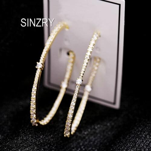 SINZRY New Elegant CZ exaggerated Earrings Cubic Zirconia oval shape big dangle earring women Party Jewelry