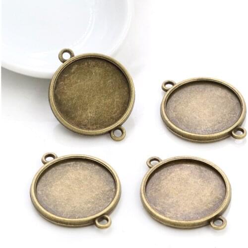 10pcs 20mm Inner Size Antique Bronze Double Side Style Cabochon Base Setting Charms Pendant (D3-37)