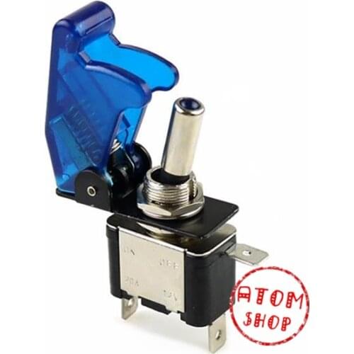12V 20A Car with lights LED modified switch fighter switch F1 racing switch protection cover Transparent Blue