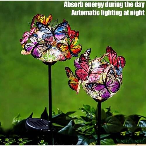 2 In 1 New Style Outdoor Waterproof Solar Butterfly Bulb Lights Garden Garden Landscape Lawn Led Decorative Lights