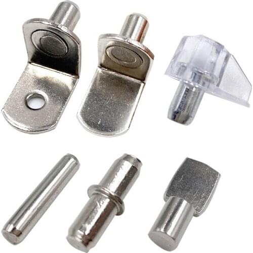 1000Pcs Metal Shelf Supports Holders Studs Pegs Glass Fixed Bracket Clear Iron Pins With Nickel Cabinet Cupboard Hardware