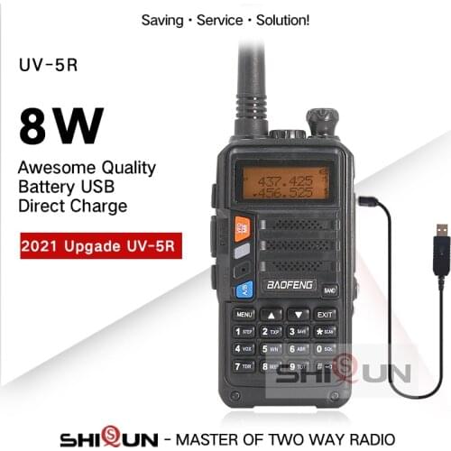 2021 BaoFeng UV-5R Upgrade Version Same as Walkie Talkie 10 KM Transceiver 8W Radio 10km Dual Band UHF VHF Walkie