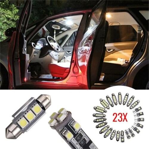 23pcs/set Newest Led Car Light COB Glass 6000K White Auto Automobiles License Plate Lamp Dome Read DRL Bulb Style 12V