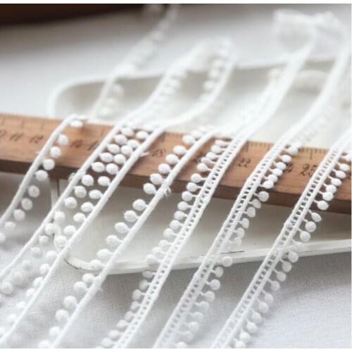 3 Meters Cotton Pom Fringe Lace Ribbon Sewing Lace Kintted Fabric Handmade DIY Craft Accessories