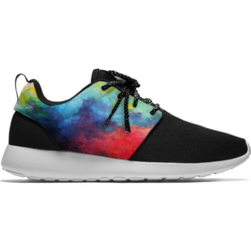 Abstract multicolor waves digital art New Arrive Lightweight Sport Running Mesh Shoes Men Women Casual Breathable Sneakers