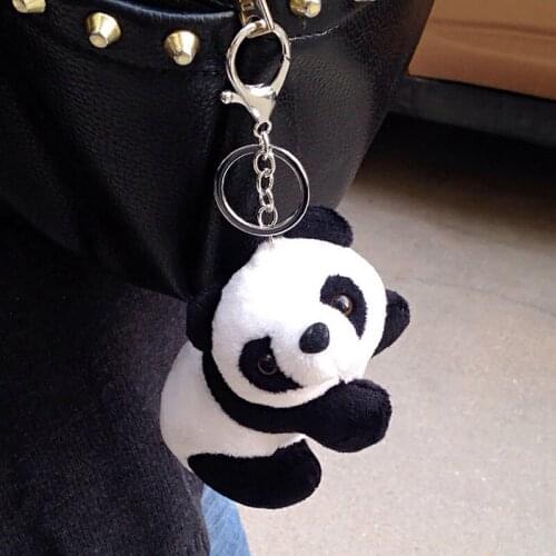 Cute Chinese Panda Keychain For Men Women Key Chain of Backpack Bag Car Pendant Plush Doll Key Ring Holder Trinkets Gift