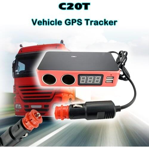 C20T GPS vehicle Tracker C20T Remote Sound Monitoring Multi-functional Car Adapter Battery Monitor 1 To 2 Cigarette Light Device
