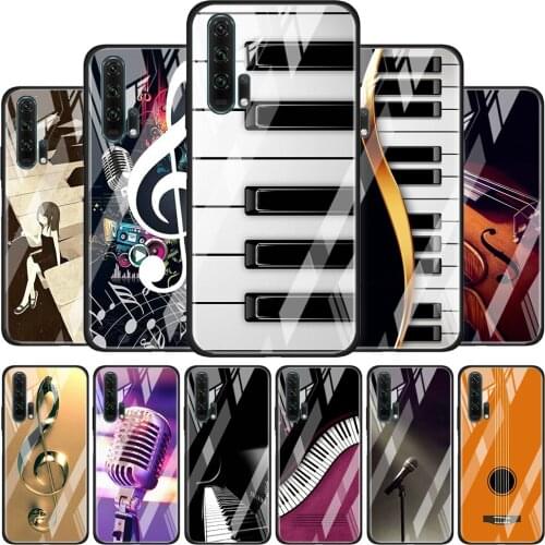 Love Music Guitar for Honor 30 20 10 9X Pro Plus Lite 8X Huawei Y8P Y6P Y5P Y9 Y7 Y6 2019 Tempered Glass Phone Case