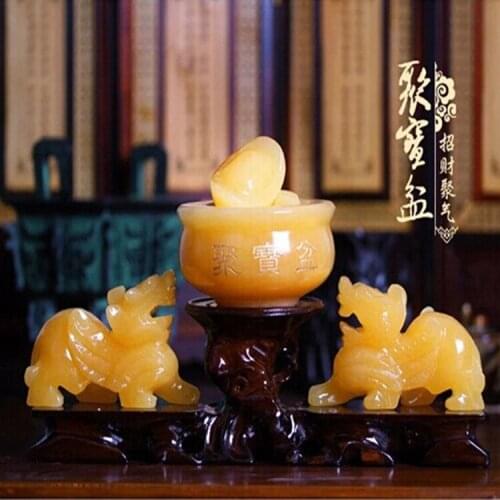 Pure natural Topaz lucky Wangcai popularity brave cornucopia ingot lucky evil crystal feng shui ornaments