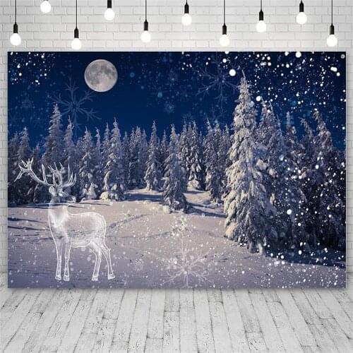 Avezano Backdrops Merry Christmas Winter Snow Forest Bokeh elk Background for Photo Studio Photophone Wallpaper Photozone Decor