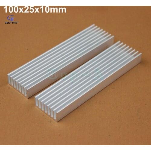 Gdstime 3pcs Aluminum 100mm x 25mm x 10mm Heat Sink Radiator Router CPU Heatsink Cooler 100x25x10mm