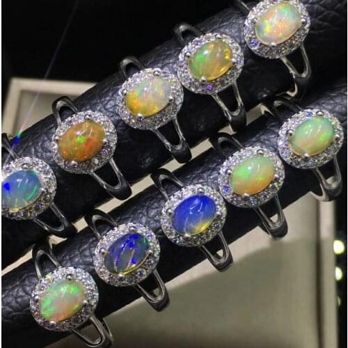 DJ CH Dia5X7mm Gemstone Woman Rings 925 Sterling Silver Vintage Party Ring Natural Fire Opal Jewelry Ring