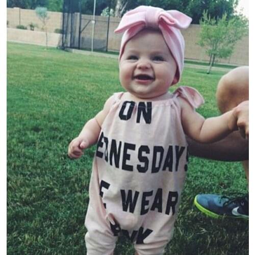 Newborn Baby Girl Romper match bow Headband Summer Letter Kids Girl Sleeveless Jumpsuit Clothes