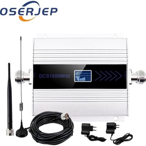 OSERJEP Kit 4G LTE Mobile Signal Booster Repeater 1800Mhz Cellphone Cellular GSM 1800 Cell Phone LCD Display + Sucker Antenna
