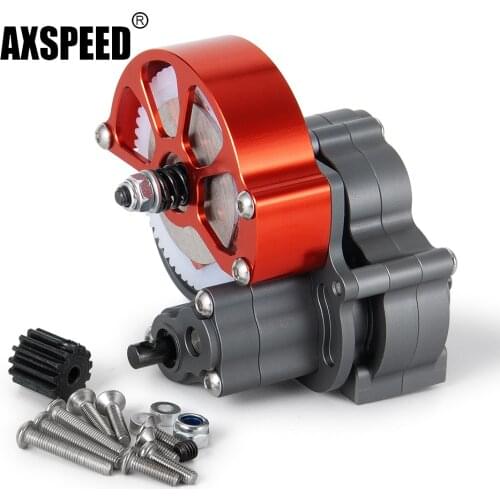 AXSPEED CNC Aluminum Reverse Transmission Gearbox with Gear for Axial SCX10 1/10 RC Crawler Car Truck Upgrade Parts