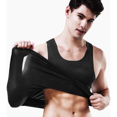 Summer Ice Silk Seamless Mens Sports Narrow Shoulder Vest