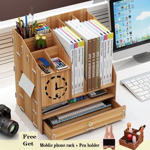 Multifunctional Desktop Management Organizer With Drawer Makeup Storage Box Collection Book Stand With Pen Holder Office Tissue