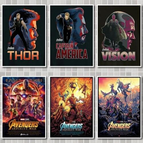Avengers Infinity War (2018) arvel Movie Poster Deku Krafe Paper Prints Art Retro Painting Home Decor Wall Stickers For Kid Room